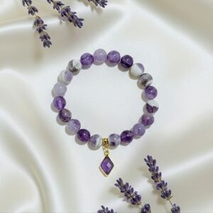 Chevron Amethyst Bracelet With Amethyst Charm